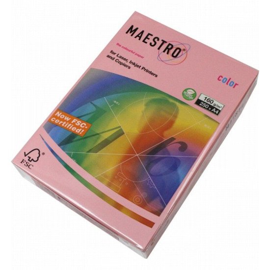 Цветен картон Maestro Color Розов пастел, А4, 250 л. 160 g/m2 Цветен картон Maestro Color Розов пастел, А4, 250 л. 160 g/m2