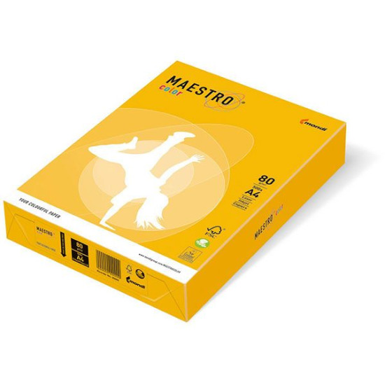 Цветна хартия Maestro Color Тъмножълт наситен, А4 500 л. 80 g/m2 Цветна хартия Maestro Color Тъмножълт наситен, А4 500 л. 80 g/m2