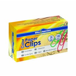Office 1 Superstore Кламери, 28 mm, цветни, 100 броя